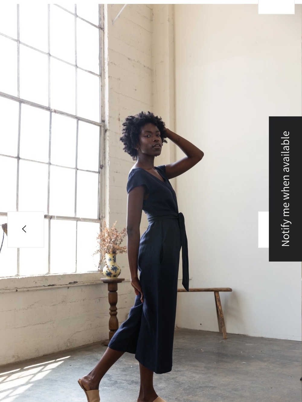 Sleeveless Navy Tie-Waist Line Shalom Jumpsuit